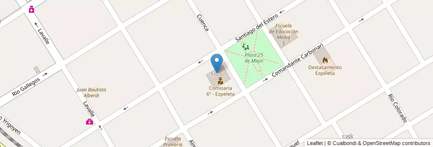 Mapa de ubicacion de Delegación Ezpeleta Este en Arjantin, Buenos Aires, Partido De Quilmes, Ezpeleta.