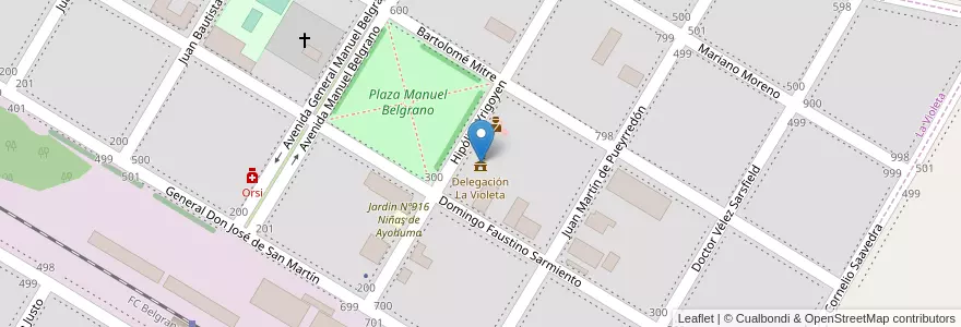 Mapa de ubicacion de Delegación La Violeta en Argentina, Provincia Di Buenos Aires, Partido De Pergamino, La Violeta.
