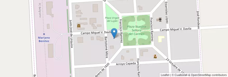 Mapa de ubicacion de Delegación Mariano Benitez en Arjantin, Buenos Aires, Partido De Pergamino, Mariano Benítez.