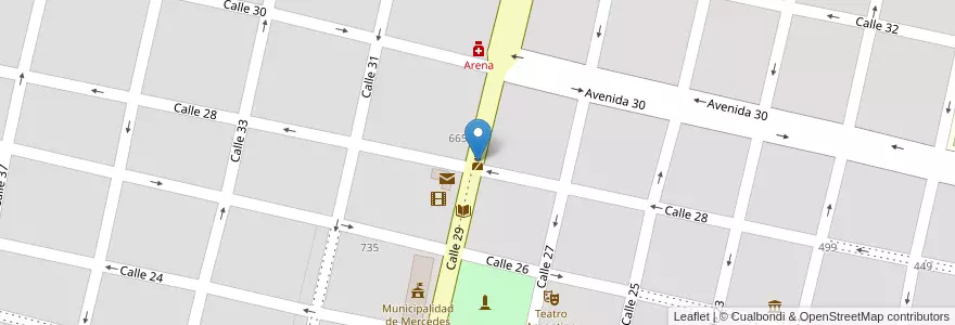Mapa de ubicacion de Delegación Mercedes Policía Federal Argentina en Arjantin, Buenos Aires, Partido De Mercedes, Mercedes.