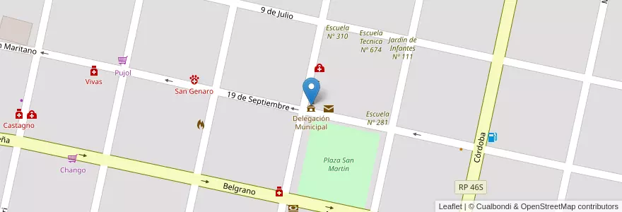 Mapa de ubicacion de Delegación Municipal en 阿根廷, Santa Fe, Departamento San Jerónimo, Municipio De San Genaro, San Genaro.