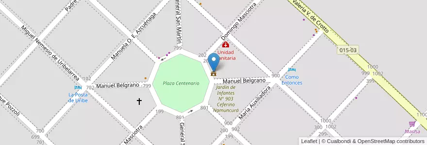 Mapa de ubicacion de Delegación Municipal en アルゼンチン, ブエノスアイレス州, Partido De Cañuelas, Uribelarrea.
