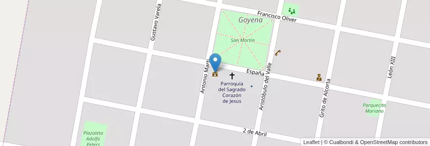 Mapa de ubicacion de Delegación Municipal en Argentine, Province De Buenos Aires, Partido De Saavedra, Goyena.