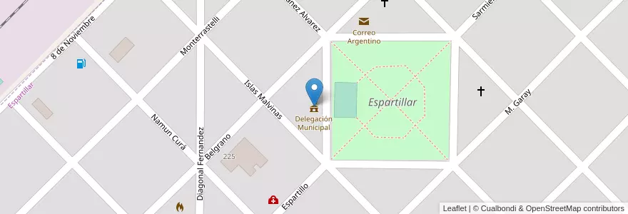 Mapa de ubicacion de Delegación Municipal en 아르헨티나, 부에노스아이레스주, Partido De Saavedra, Espartillar.