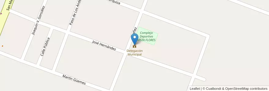 Mapa de ubicacion de Delegación Municipal en アルゼンチン, チリ, メンドーサ州, Departamento Tunuyán, Distrito Vista Flores.