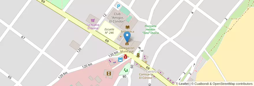 Mapa de ubicacion de Delegación Municipal en アルゼンチン, リオネグロ州, Departamento Adolfo Alsina, Viedma, El Condor.