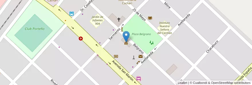 Mapa de ubicacion de Delegación municipal de Cacharí en Arjantin, Buenos Aires, Partido De Azul.