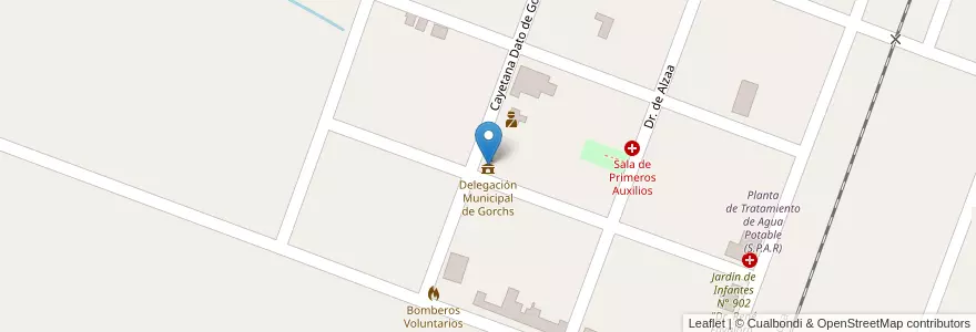 Mapa de ubicacion de Delegación Municipal de Gorchs en Arjantin, Buenos Aires, Partido De General Belgrano.