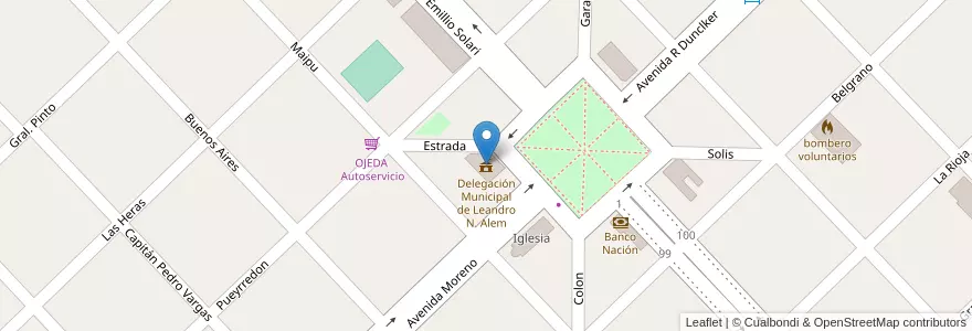 Mapa de ubicacion de Delegación Municipal de Leandro N. Alem en アルゼンチン, ブエノスアイレス州, Partido De Leandro N. Alem.