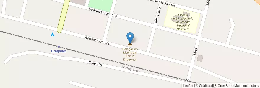 Mapa de ubicacion de Delegacion Municipal Fortin Dragones en 아르헨티나, Salta, General San Martín, Municipio De Embarcación.