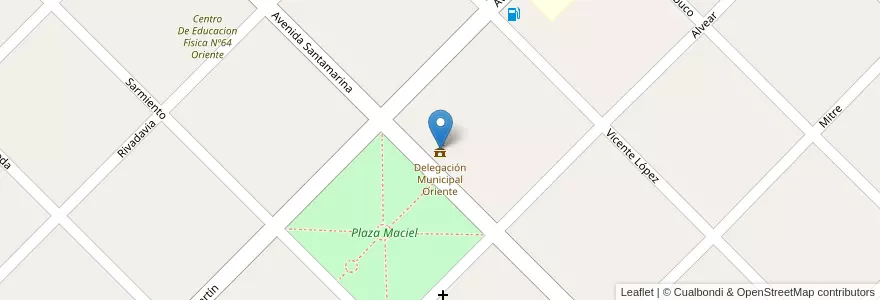 Mapa de ubicacion de Delegación Municipal Oriente en Arjantin, Buenos Aires, Partido De Coronel Dorrego.
