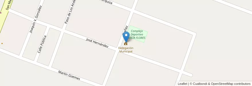 Mapa de ubicacion de Delegación Municipal VISTA FLORES en アルゼンチン, チリ, メンドーサ州, Departamento Tunuyán, Distrito Vista Flores.