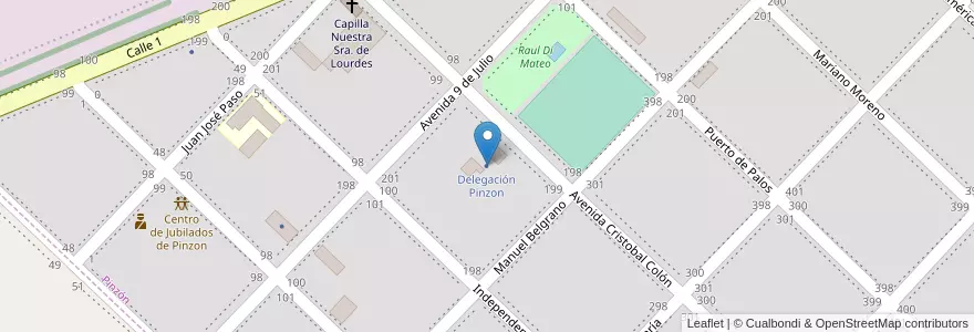 Mapa de ubicacion de Delegación Pinzon en 阿根廷, 布宜诺斯艾利斯省, Partido De Pergamino, Pinzón.