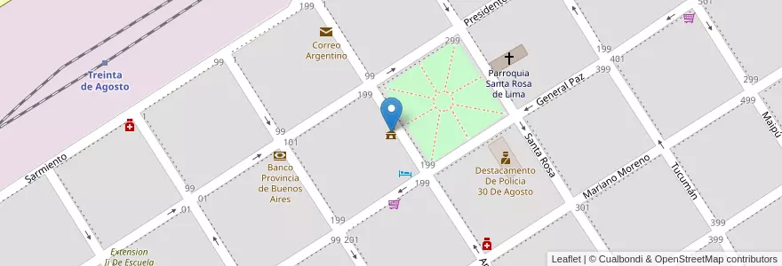 Mapa de ubicacion de Delegación Treinta de Agosto en 阿根廷, 布宜诺斯艾利斯省, Partido De Trenque Lauquen, Cuartel Treinta De Agosto, Treinta De Agosto.