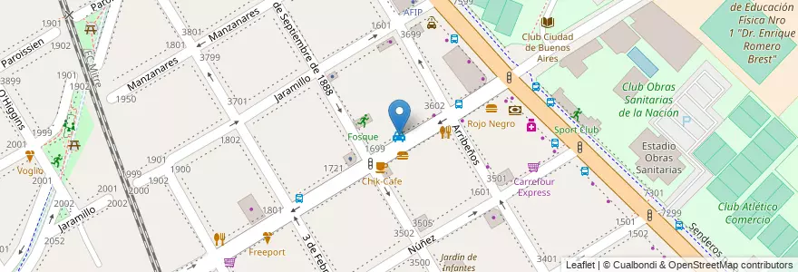Mapa de ubicacion de Delfina, Nuñez en آرژانتین, Ciudad Autónoma De Buenos Aires, Buenos Aires, Comuna 13.