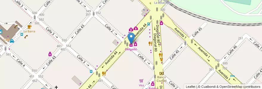 Mapa de ubicacion de Delgado, Casco Urbano en 阿根廷, 布宜诺斯艾利斯省, Partido De La Plata, La Plata.