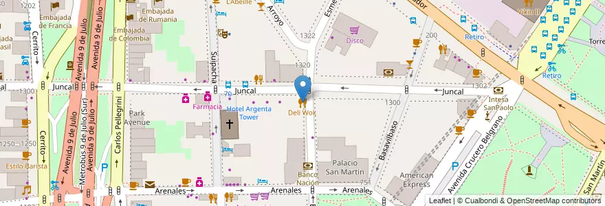 Mapa de ubicacion de Deli Wok, Retiro en Аргентина, Буэнос-Айрес, Comuna 1, Буэнос-Айрес.