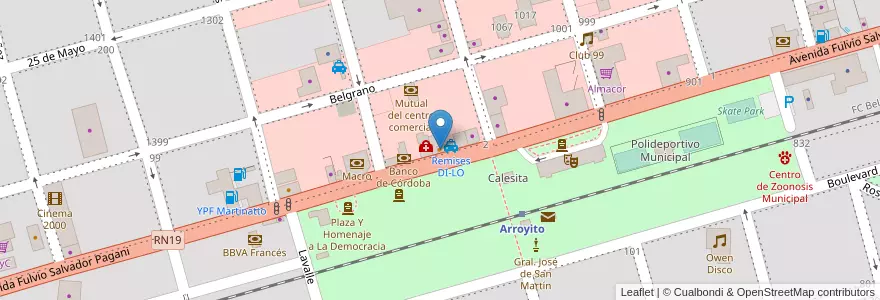 Mapa de ubicacion de Delivery Homero en Arjantin, Córdoba, Departamento San Justo, Municipio Arroyito, Pedanía Arroyito, Arroyito.