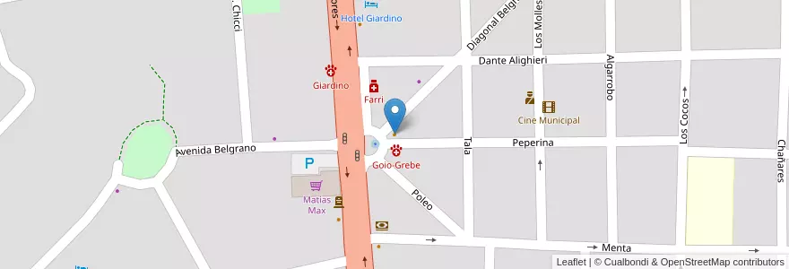 Mapa de ubicacion de Della Fontana en 阿根廷, Córdoba, Departamento Punilla, Pedanía San Antonio, Municipio De Villa Giardino, Villa Giardino.