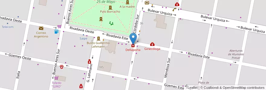 Mapa de ubicacion de Dellaporta en Arjantin, Santa Fe, Departamento Castellanos, Municipio De Humberto Primo, Humberto Primo.
