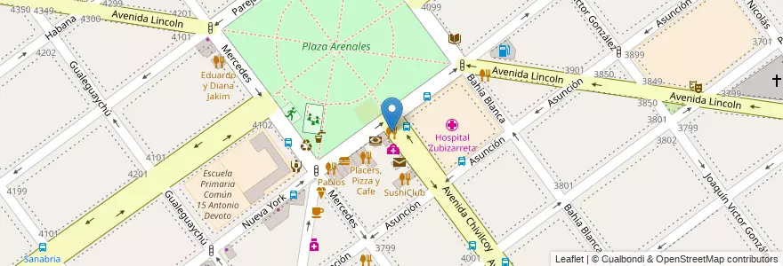 Mapa de ubicacion de Delon, Villa Devoto en Arjantin, Ciudad Autónoma De Buenos Aires, Buenos Aires, Comuna 11.