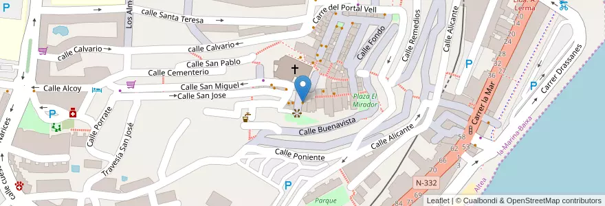 Mapa de ubicacion de D'Els Artistes en Spanje, Valencia, Alicante, La Marina Baixa, Altea.