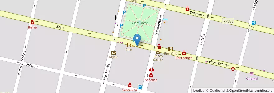 Mapa de ubicacion de Demetria en 아르헨티나, Córdoba, Departamento San Javier, Pedanía Dolores, Municipio De Villa Dolores, Villa Dolores.