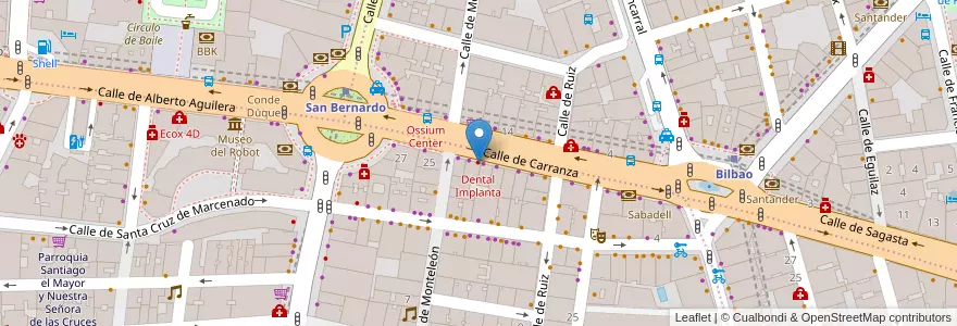 Mapa de ubicacion de Dental Implanta en スペイン, マドリード州, Comunidad De Madrid, Área Metropolitana De Madrid Y Corredor Del Henares, Madrid.