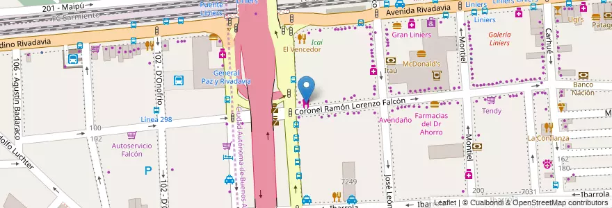 Mapa de ubicacion de Dental Total, Liniers en 아르헨티나, Ciudad Autónoma De Buenos Aires, 부에노스아이레스, Partido De Tres De Febrero.