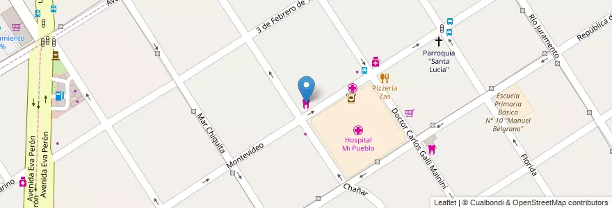 Mapa de ubicacion de Dentista en アルゼンチン, ブエノスアイレス州, Partido De Florencio Varela, Villa Vatteone.