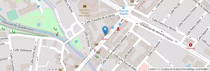 Mapa de ubicacion de Dentix en 西班牙, Comunidad De Madrid, Comunidad De Madrid, Cuenca Del Guadarrama, Collado Villalba.