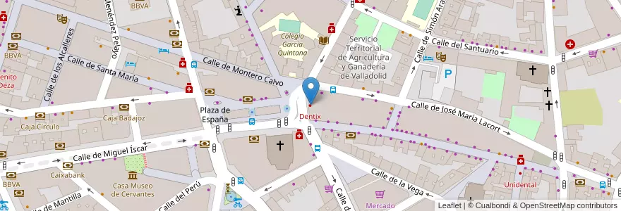 Mapa de ubicacion de Dentix en Espagne, Castille-Et-León, Valladolid, Valladolid.