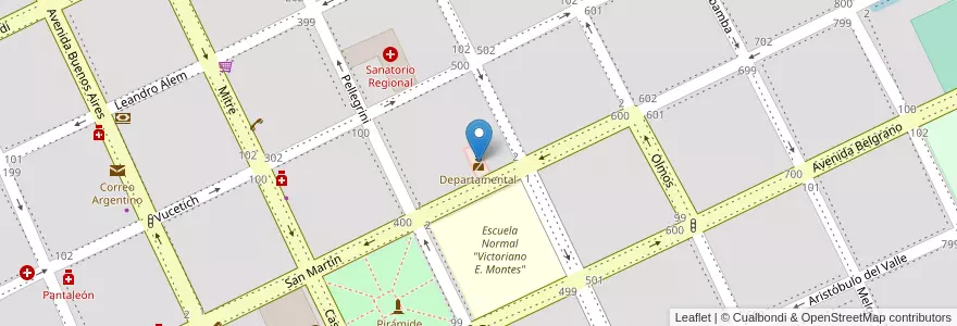Mapa de ubicacion de Departamental en アルゼンチン, ブエノスアイレス州, Partido De Dolores, Dolores.