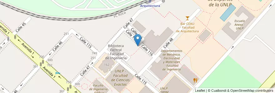 Mapa de ubicacion de Departamento Aeronáutica - Facultad de Ingeniería, Casco Urbano en アルゼンチン, ブエノスアイレス州, Partido De La Plata, La Plata.