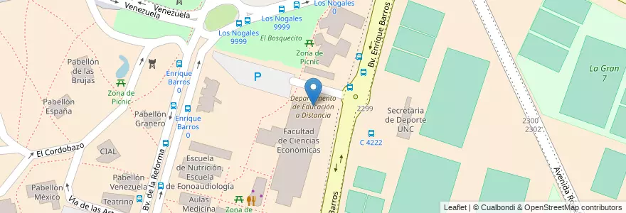 Mapa de ubicacion de Departamento de Educación a Distancia en آرژانتین, Córdoba, Departamento Capital, Pedanía Capital, Córdoba, Municipio De Córdoba.