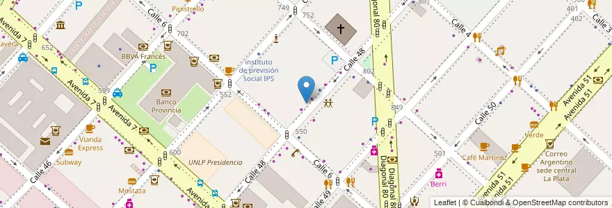 Mapa de ubicacion de Departamento de Posgrados - Facultad de Derecho, Casco Urbano en آرژانتین, استان بوئنوس آیرس, Partido De La Plata, La Plata.