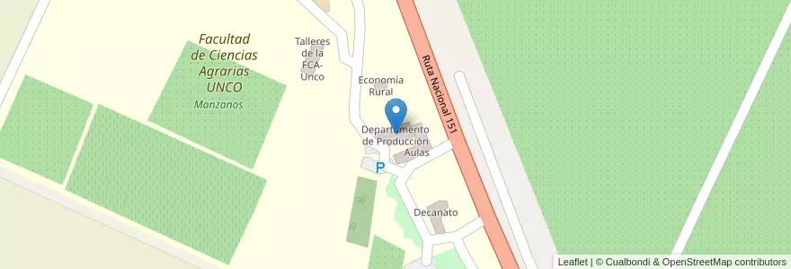 Mapa de ubicacion de Departamento de Producción en アルゼンチン, チリ, リオネグロ州, Municipio De Cinco Saltos, Departamento General Roca.