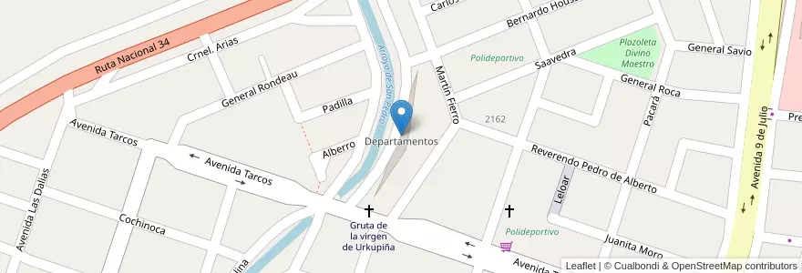 Mapa de ubicacion de Departamentos en 阿根廷, Jujuy, Departamento San Pedro, Municipio De San Pedro De Jujuy.