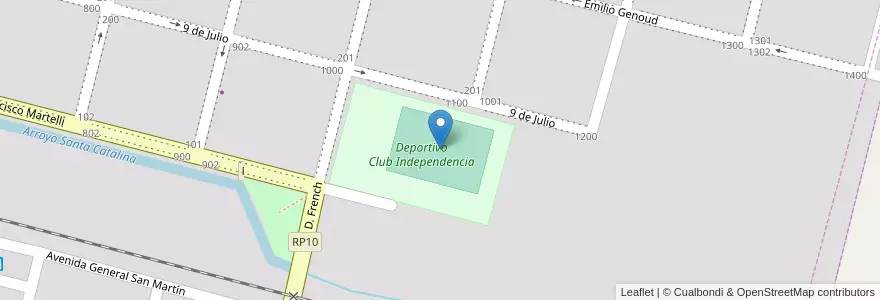 Mapa de ubicacion de Deportivo Club Independencia. en Argentinien, Provinz Córdoba, Departamento Presidente Roque Sáenz Peña, Pedanía La Amarga, Municipio De General Levalle, General Levalle.