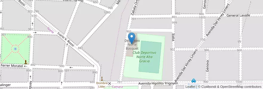Mapa de ubicacion de Deportivo Norte Básquet en Argentina, Córdova, Departamento Santa María, Pedanía Alta Gracia, Municipio De Alta Gracia, Alta Gracia.