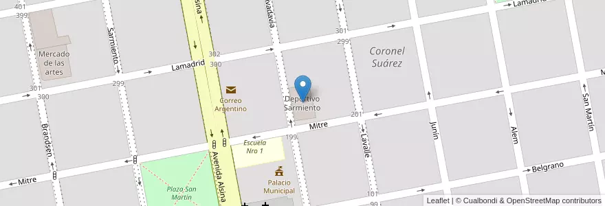 Mapa de ubicacion de Deportivo Sarmiento en Argentina, Buenos Aires, Partido De Coronel Suárez, Coronel Suárez.