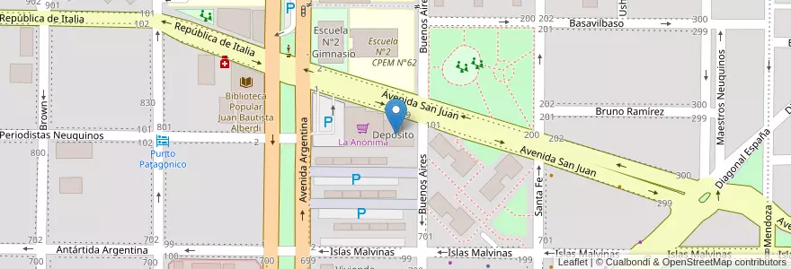 Mapa de ubicacion de Depósito en アルゼンチン, チリ, ネウケン州, Departamento Confluencia, Municipio De Neuquén, Neuquén.