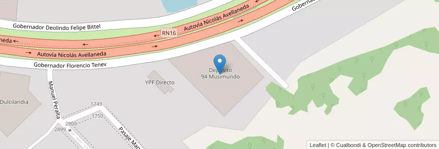 Mapa de ubicacion de Deposito 94 Musimundo en Аргентина, Чако, Departamento San Fernando, Ресистенсия, Resistencia.