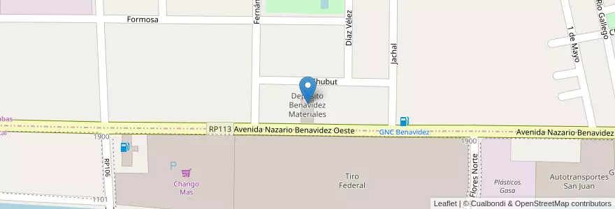 Mapa de ubicacion de Deposito Benavidez Materiales en アルゼンチン, サンフアン州, チリ, Capital.