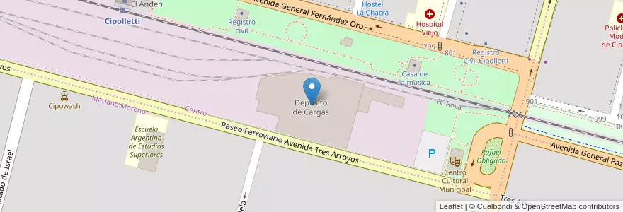 Mapa de ubicacion de Depósito de Cargas en アルゼンチン, チリ, リオネグロ州, Cipolletti, Departamento General Roca.