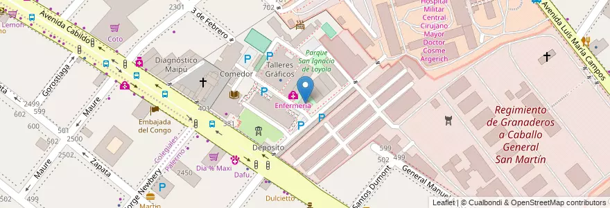 Mapa de ubicacion de Depósito de material bibliográfico, Palermo en آرژانتین, Ciudad Autónoma De Buenos Aires, Buenos Aires, Comuna 14.