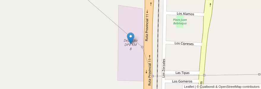 Mapa de ubicacion de Deposito DPV KM 8 en Arjantin, Entre Ríos, Departamento Paraná, Distrito Sauce, Oro Verde.