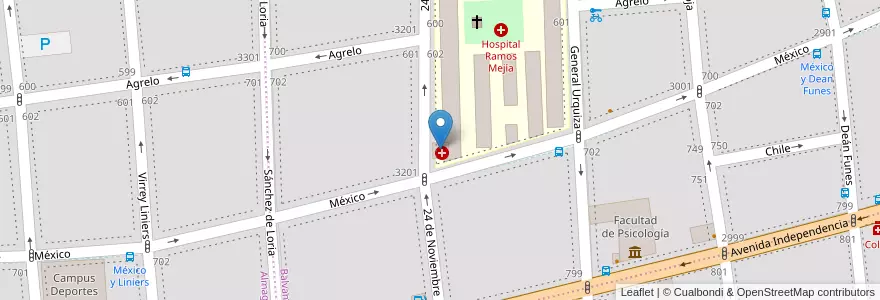 Mapa de ubicacion de Depto. de Anatomía Patológica en Arjantin, Ciudad Autónoma De Buenos Aires, Comuna 3, Buenos Aires.