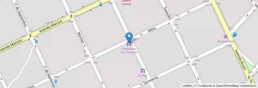 Mapa de ubicacion de Despensa San Antonio en アルゼンチン, ブエノスアイレス州, Partido De Tandil, Tandil.