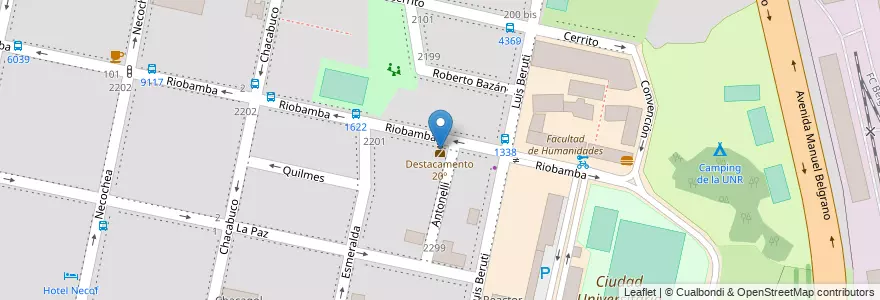 Mapa de ubicacion de Destacamento 20º en 아르헨티나, Santa Fe, Departamento Rosario, Municipio De Rosario, 로사리오.